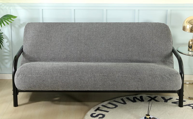 OctoRose Full Size 3 Side Zipper Upholstery Thick Linen Grey Black Mixed Futon Cover Sofa DayBed Mattress Slipcover Couch Protector (Linen-Grey Mixed Color, Full Size) - Image 2